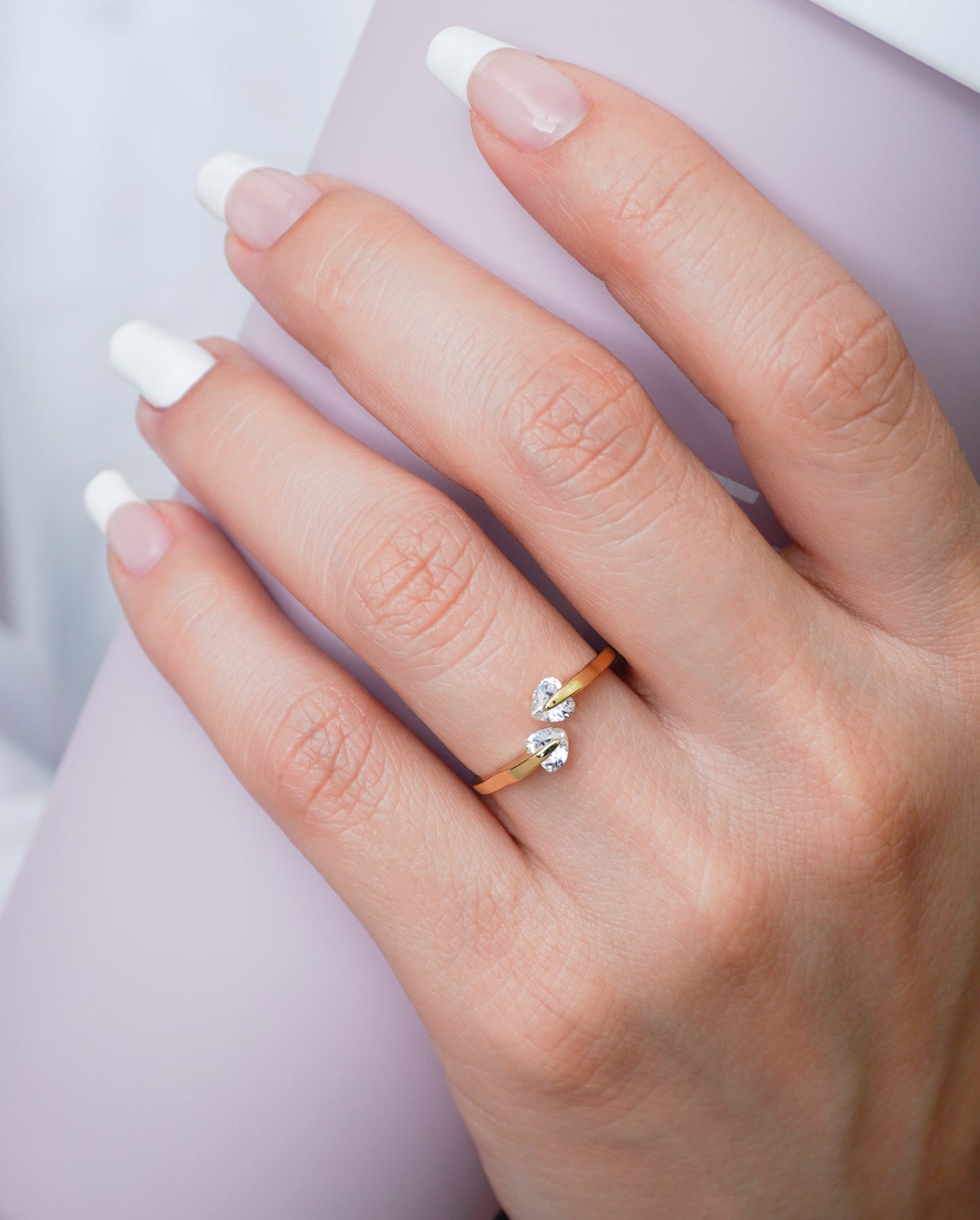 anillo circonia corazon ajustable