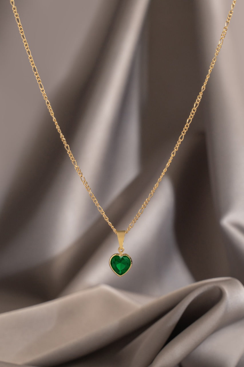 dije corazon circonia verde