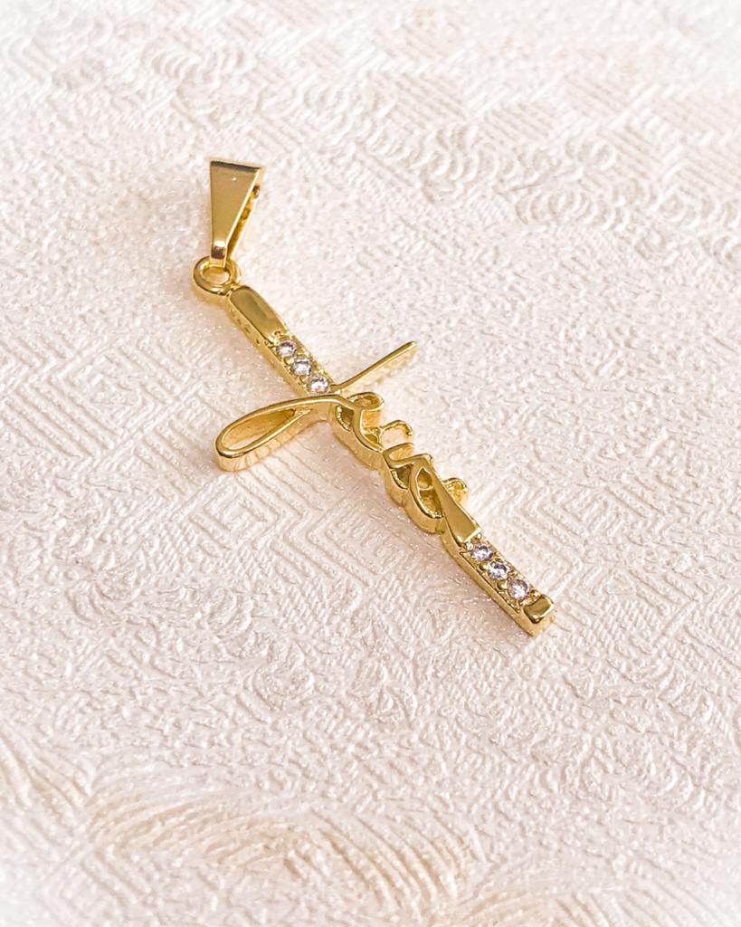 dije cruz jesus con circones swarovski cristal