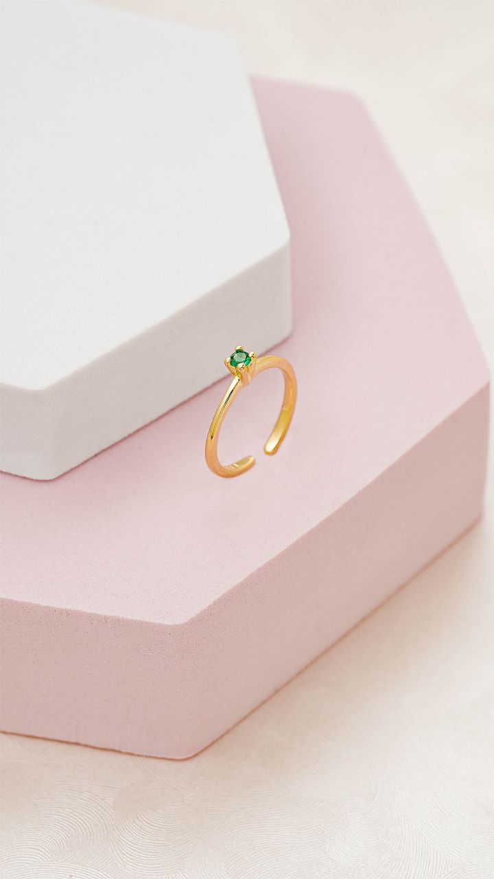 Anillo promise liso verde ajustable