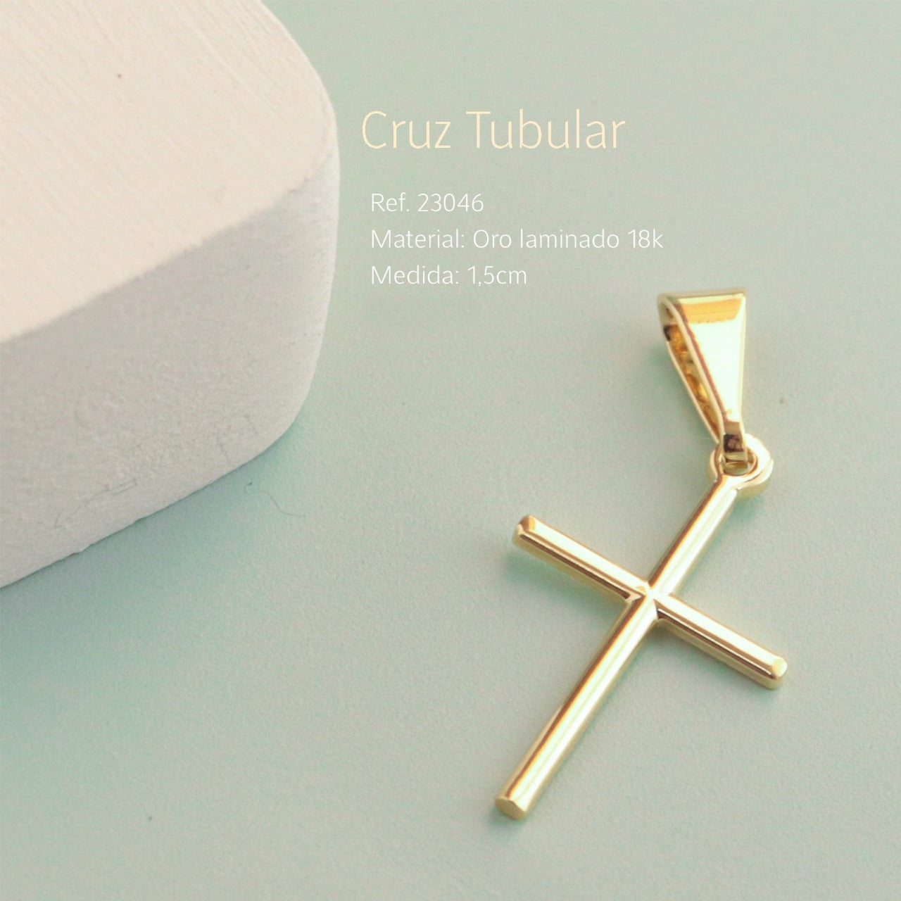 dije cruz tubular delgada