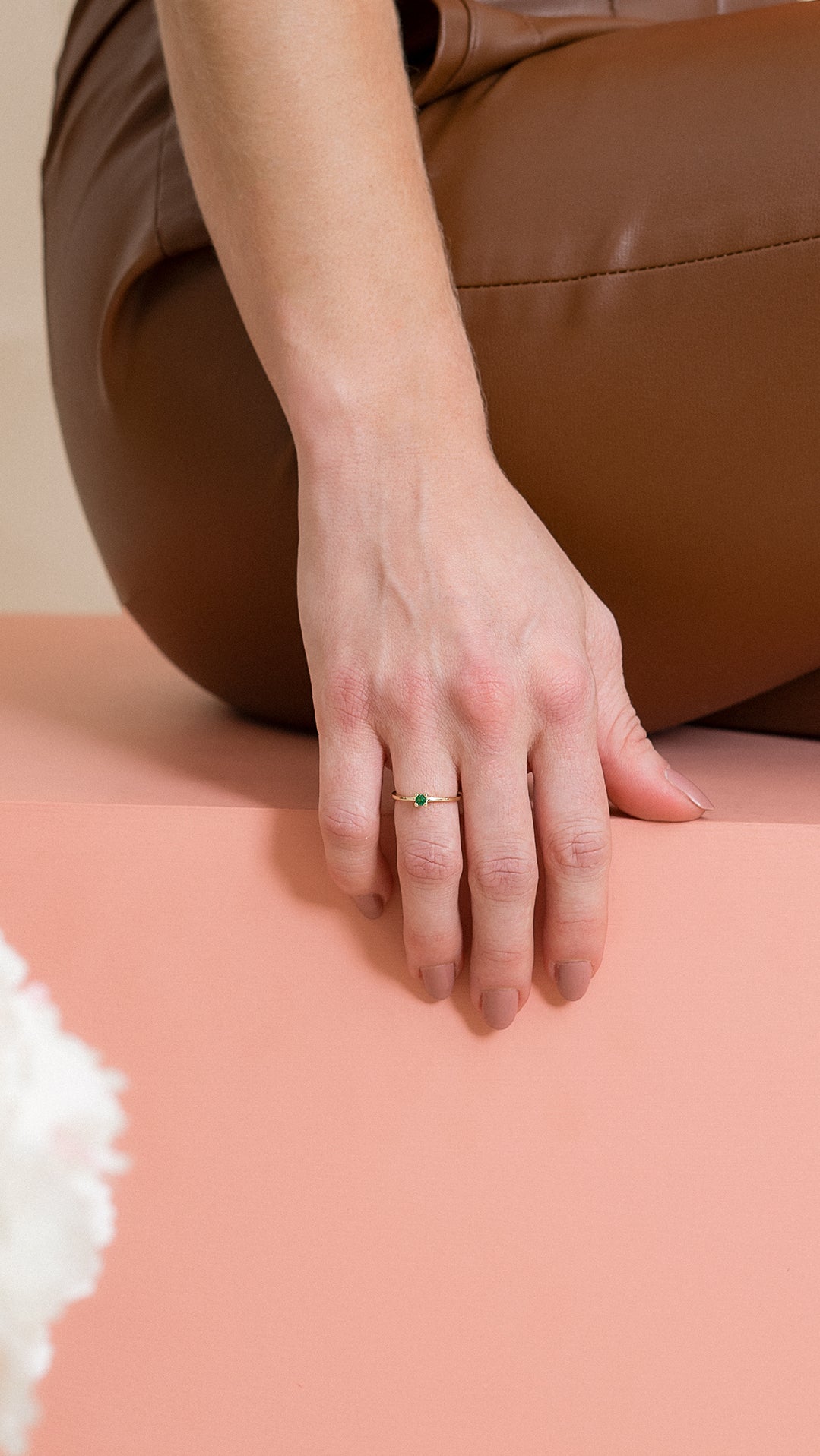 Anillo promise liso verde ajustable