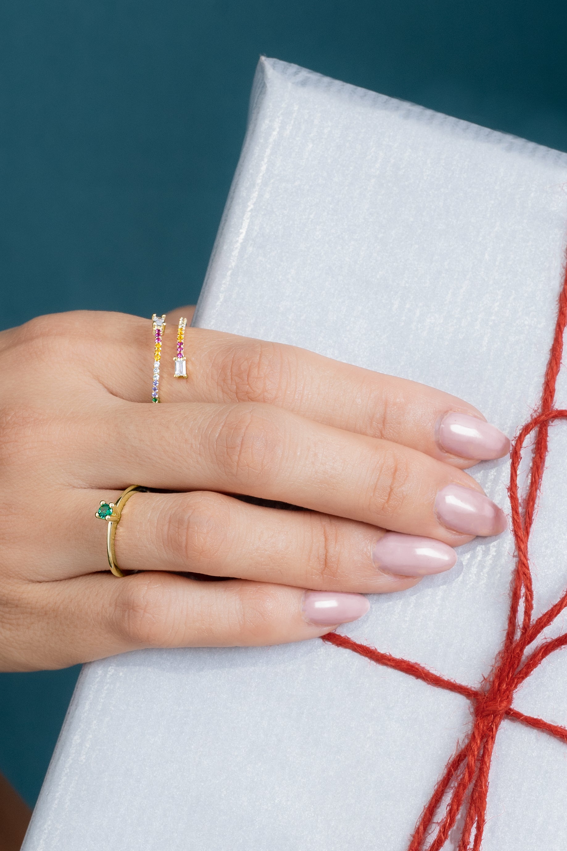 Anillo promise liso verde ajustable