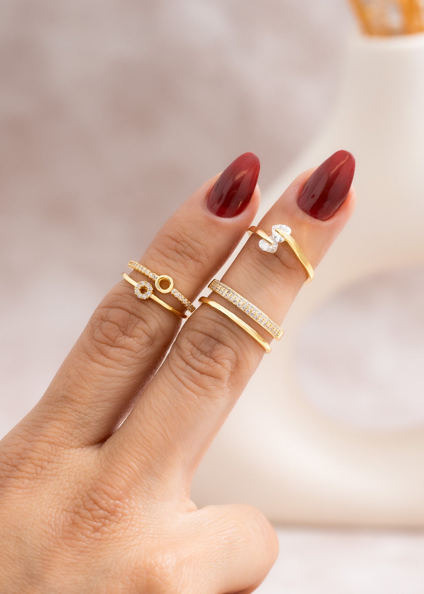 anillo circonia corazon ajustable