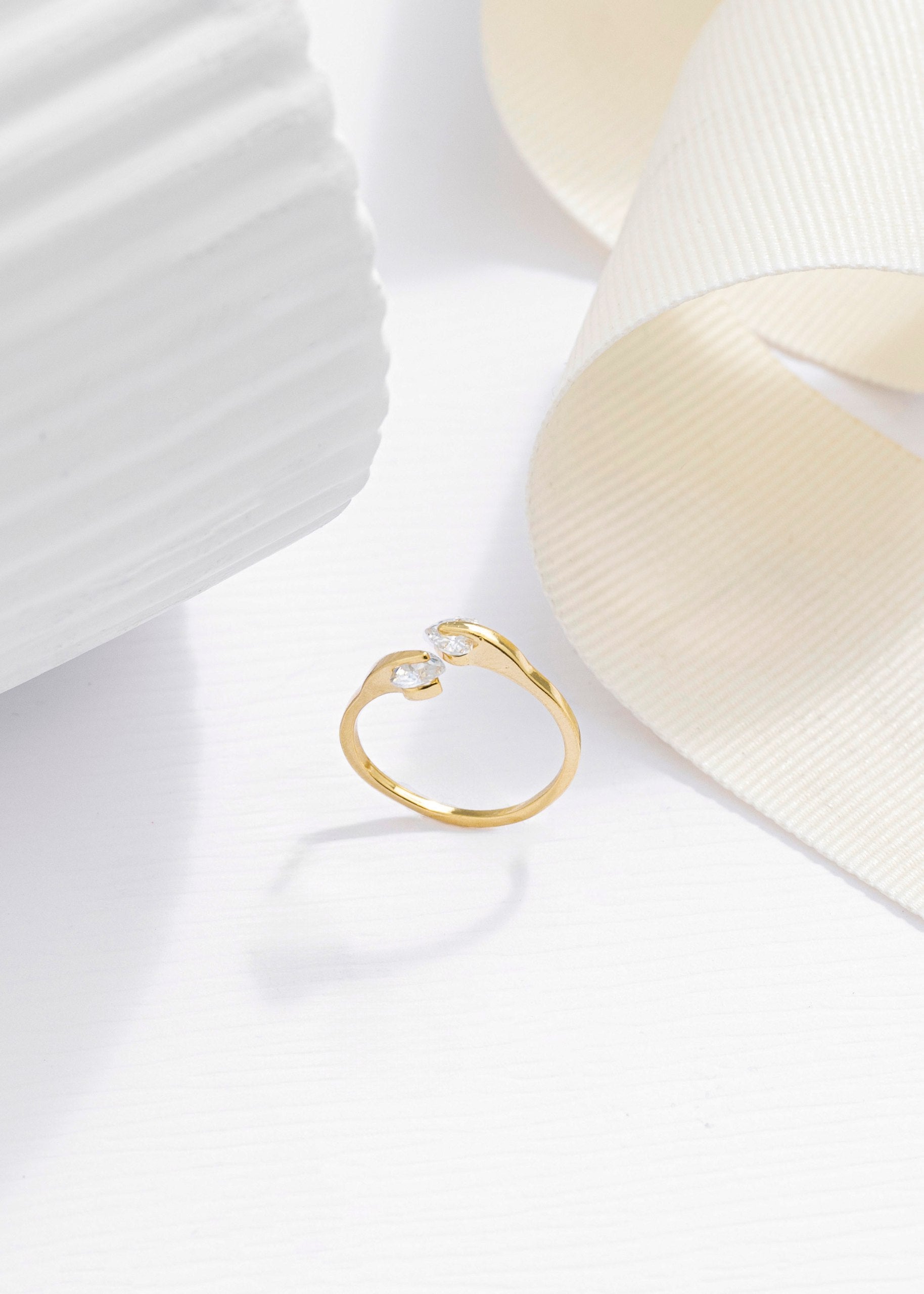 anillo circonia corazon ajustable