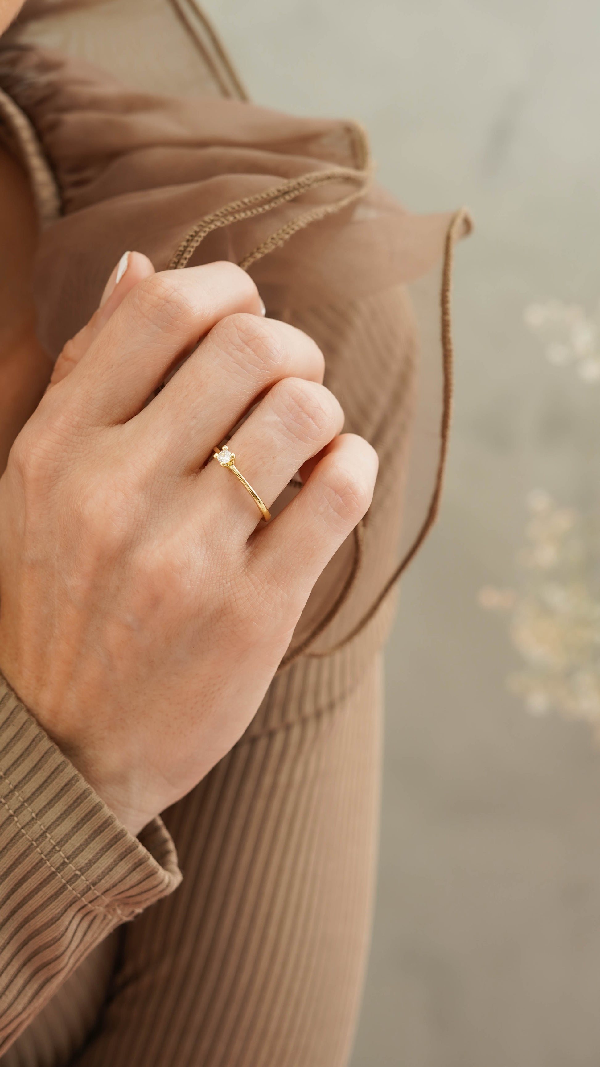 Anillo promise liso verde ajustable