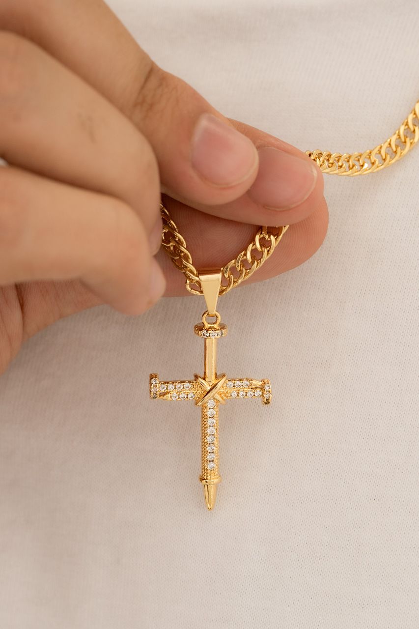 Dije cruz clavos circonias cristal