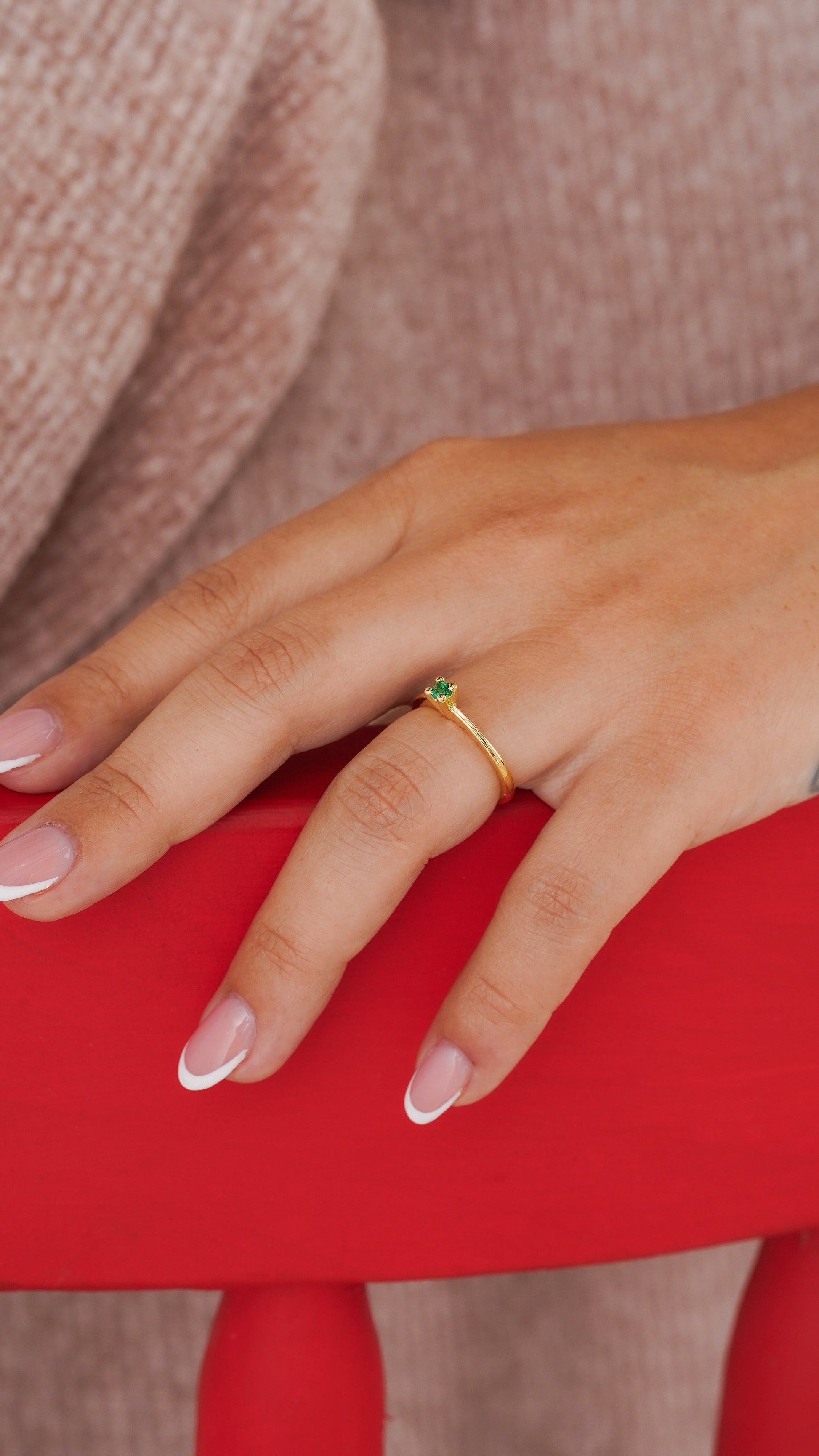 Anillo promise liso verde ajustable
