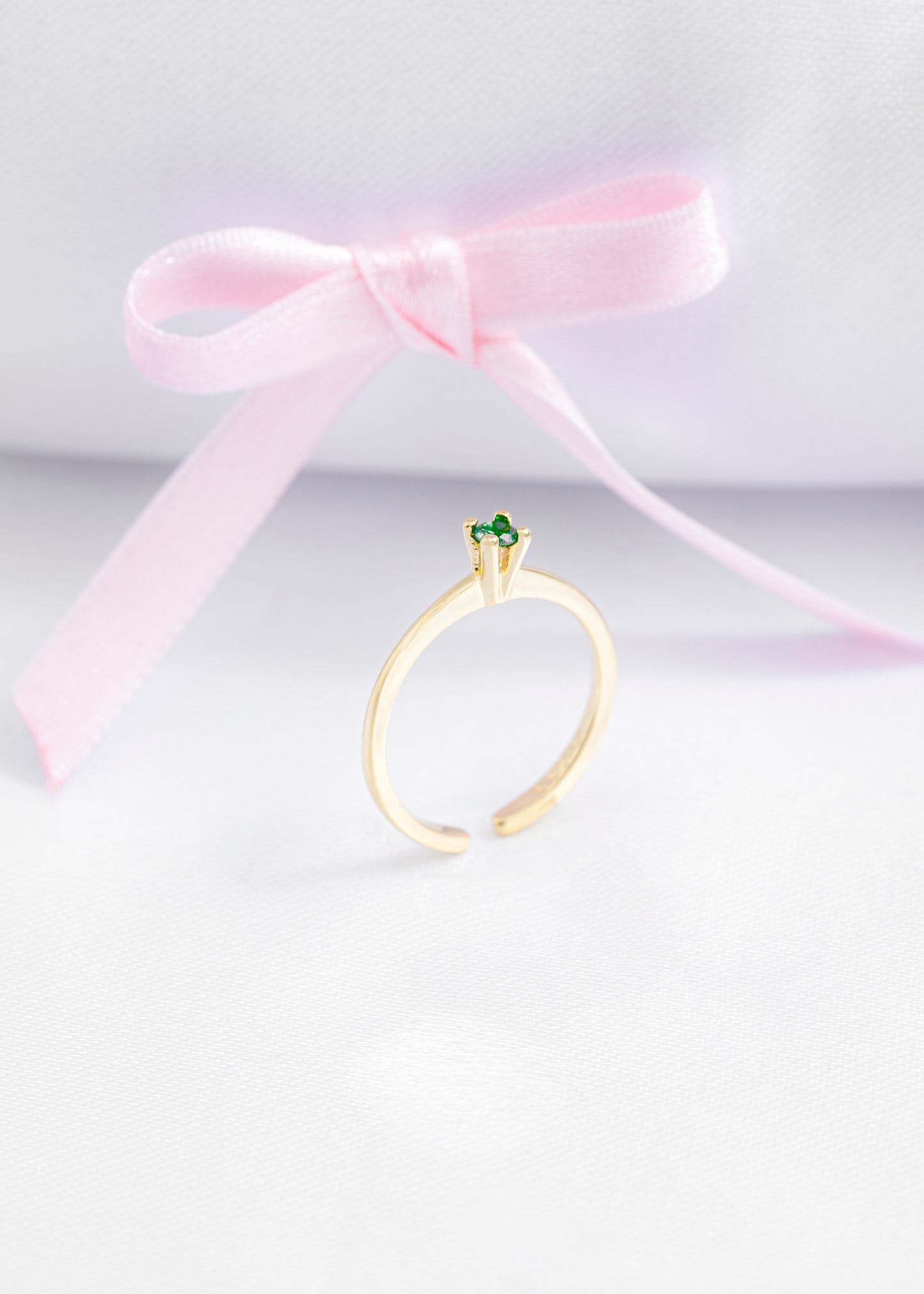 Anillo promise liso verde ajustable
