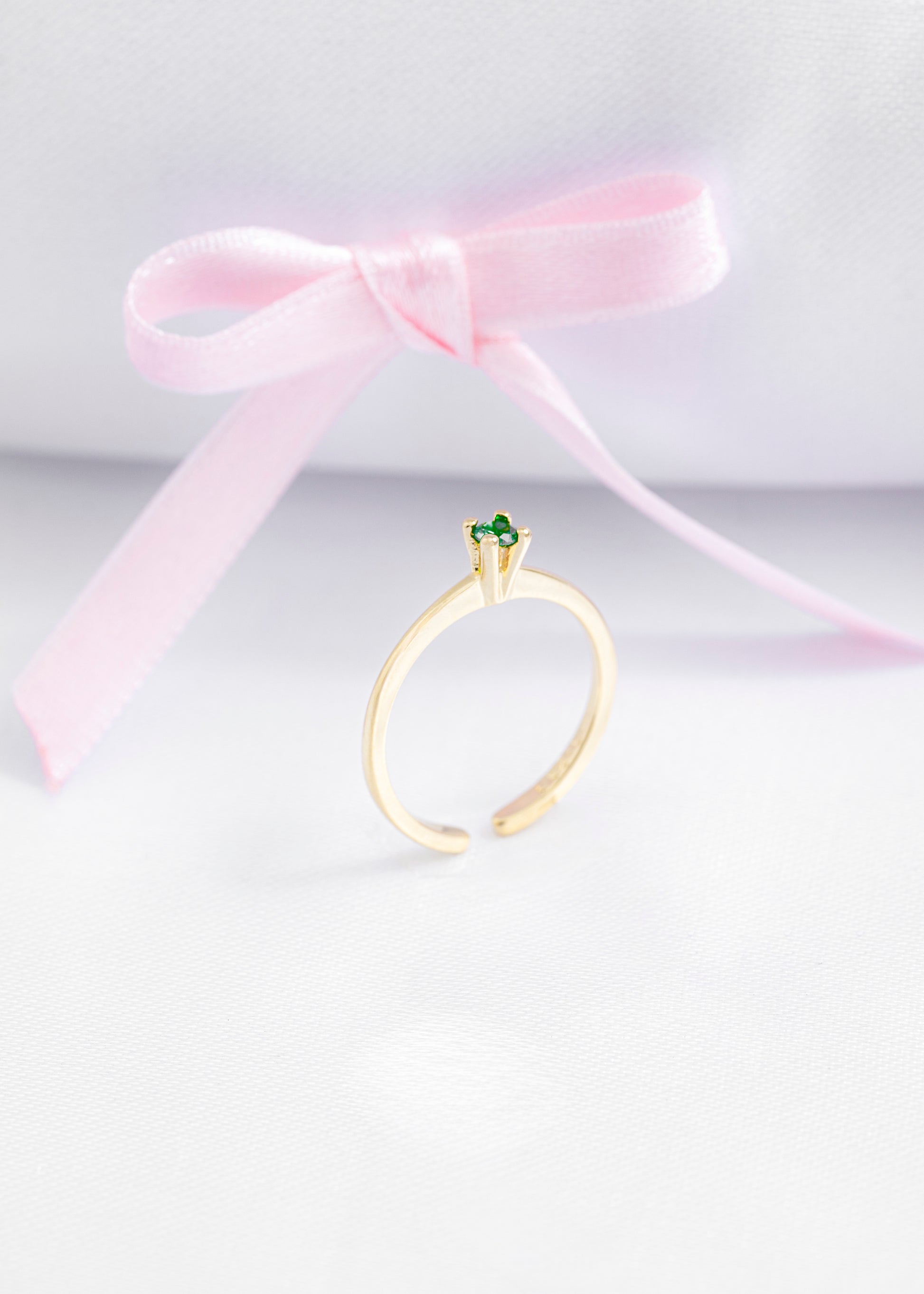 Anillo promise liso verde ajustable