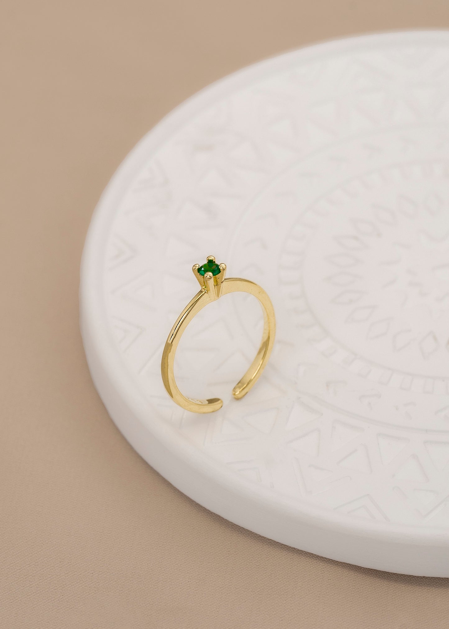 Anillo promise liso verde ajustable