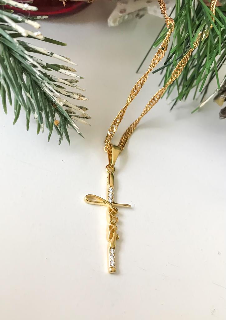 dije cruz jesus con circones swarovski cristal