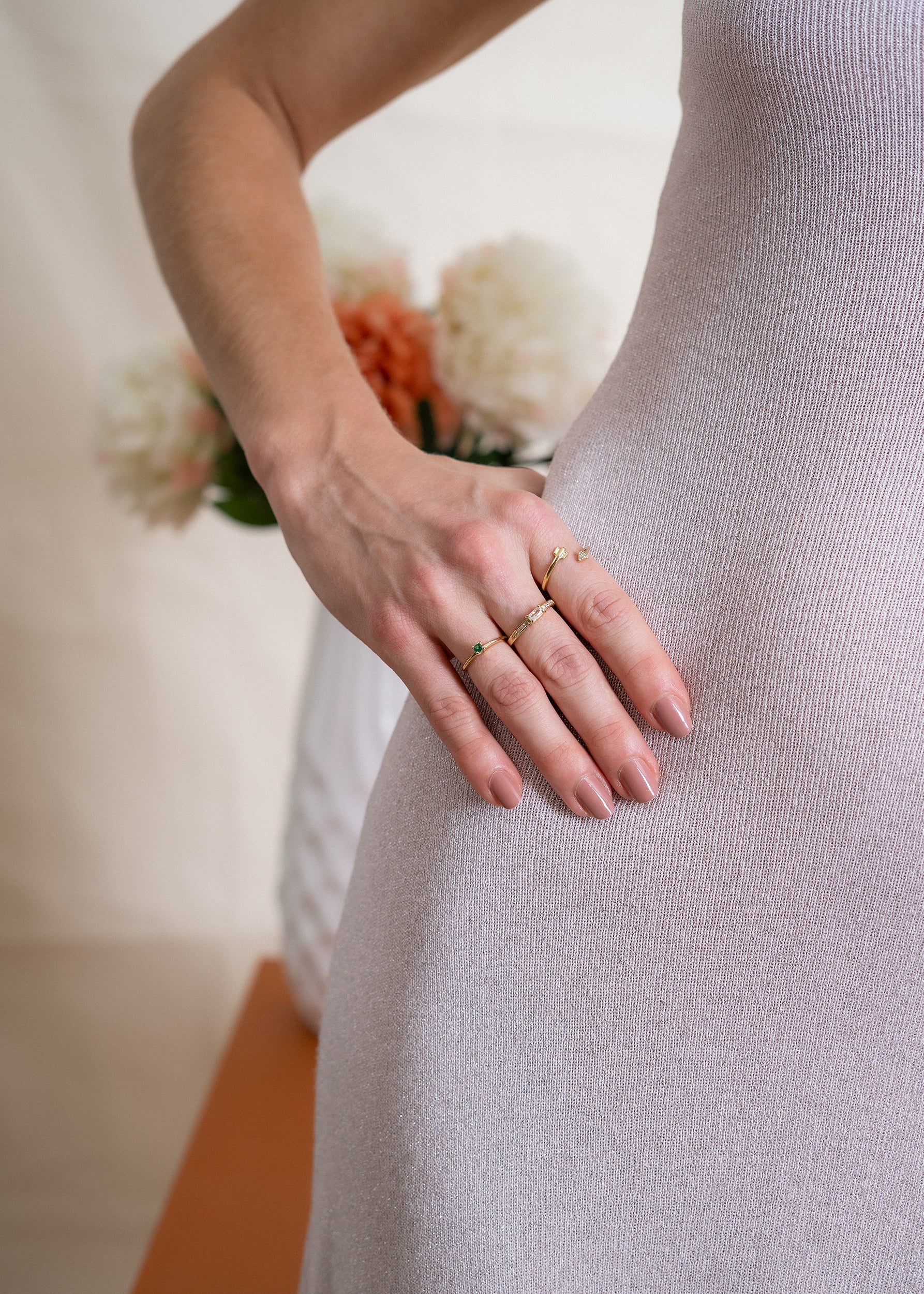 Anillo promise liso verde ajustable