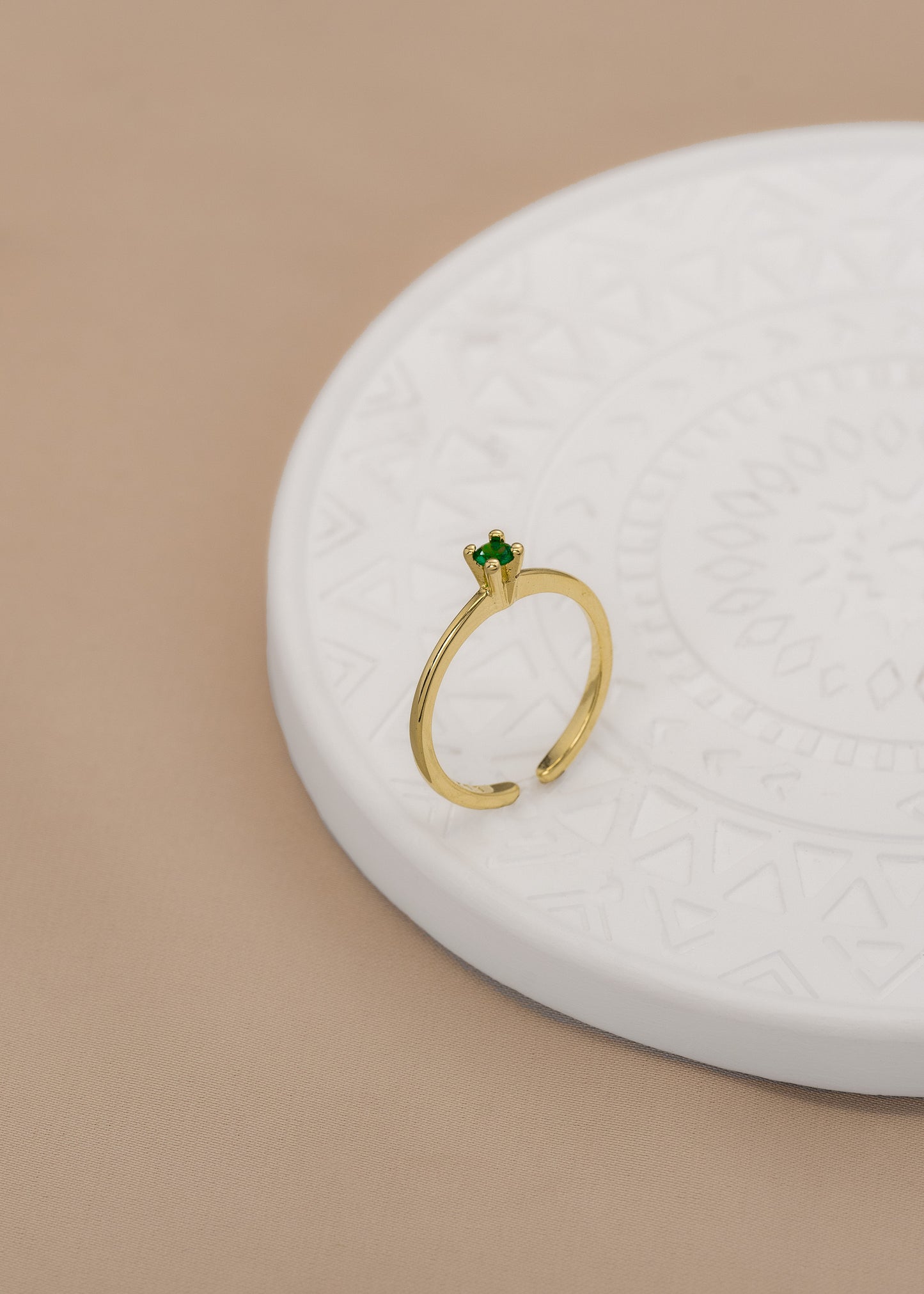 Anillo promise liso verde ajustable