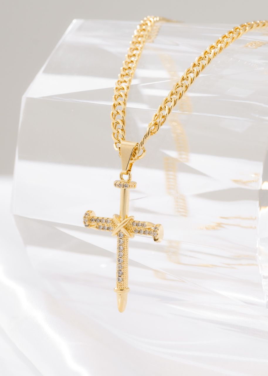 Dije cruz clavos circonias cristal