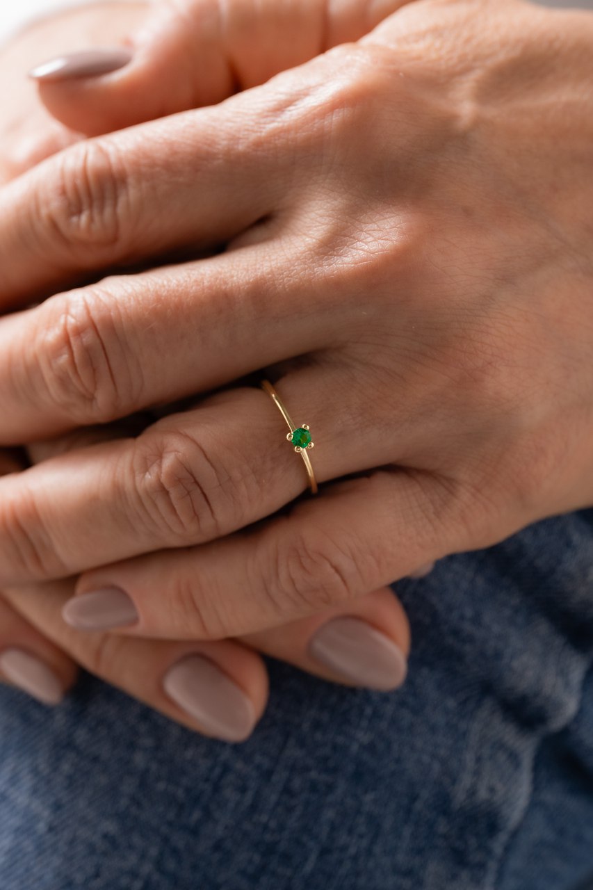 Anillo promise liso verde ajustable