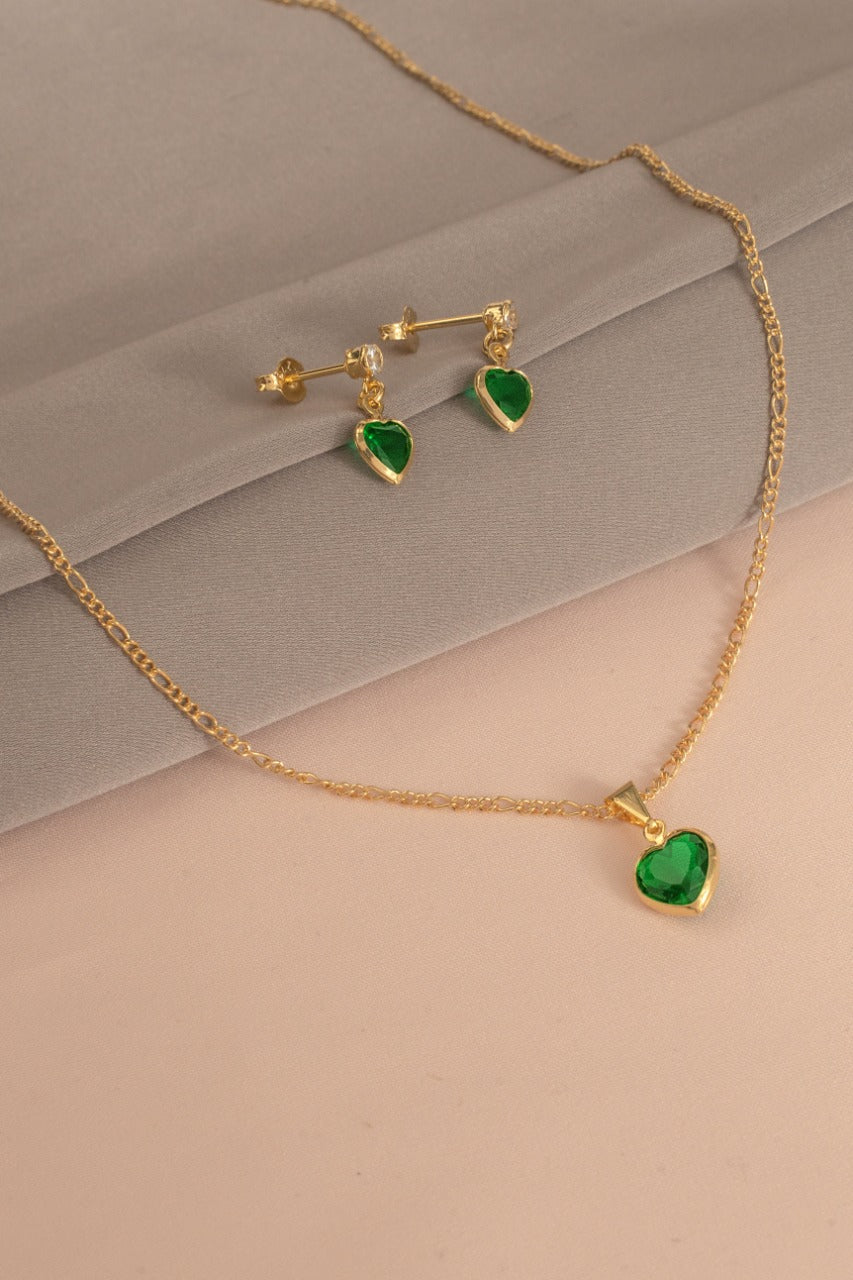 dije corazon circonia verde