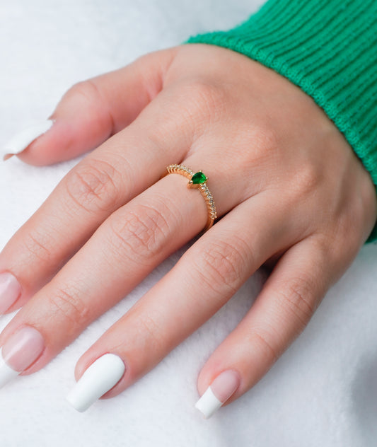 anillo circonia esmeralda