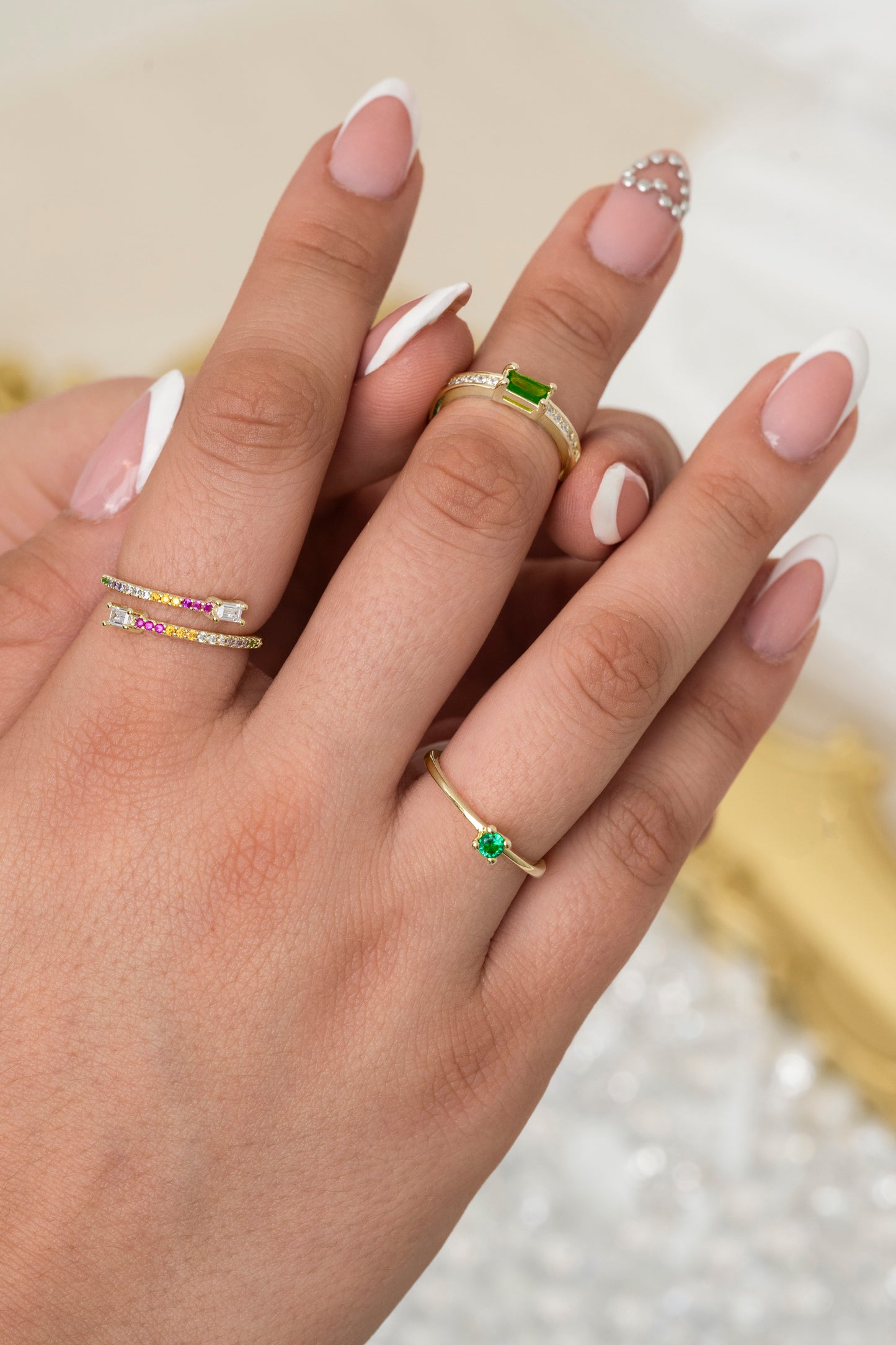 Anillo promise liso verde ajustable