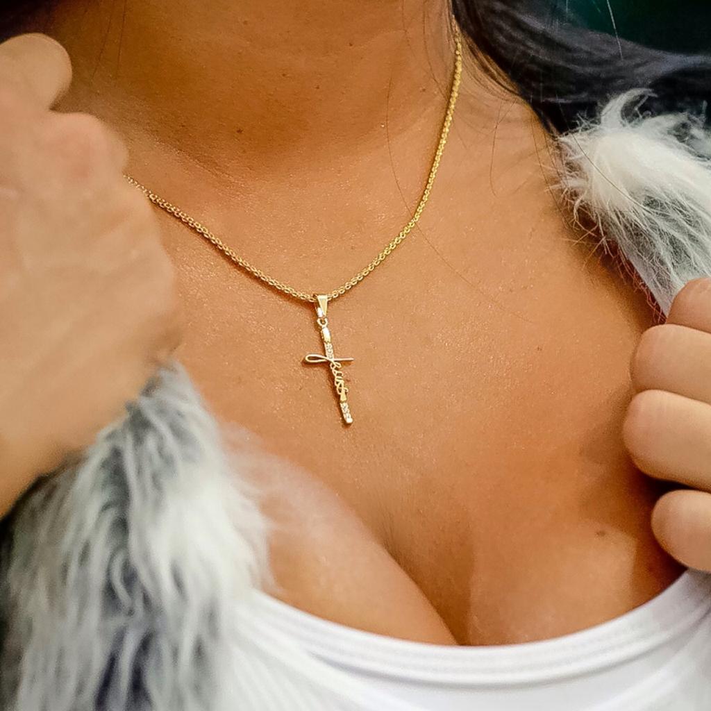 dije cruz jesus con circones swarovski cristal