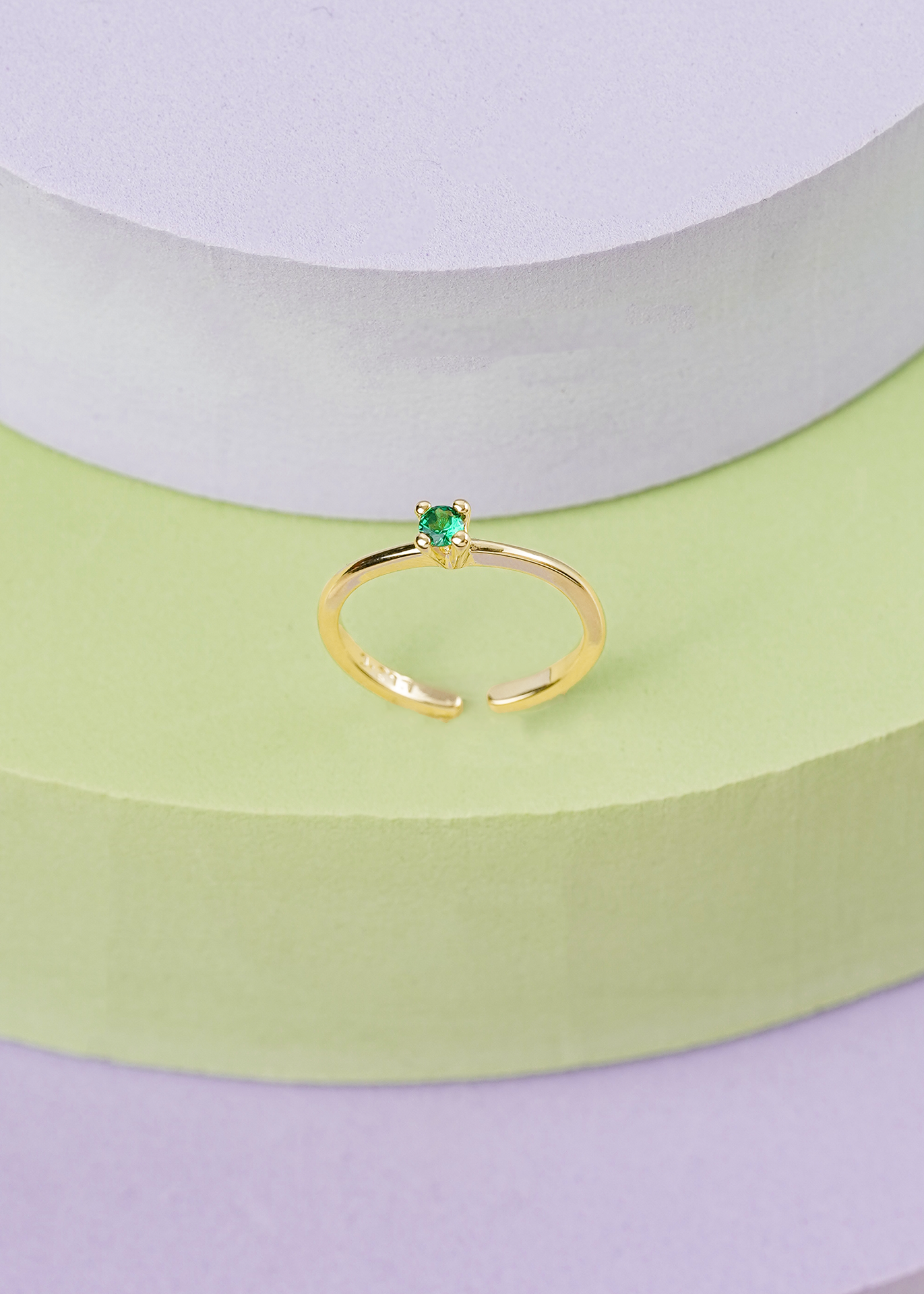 Anillo promise liso verde ajustable